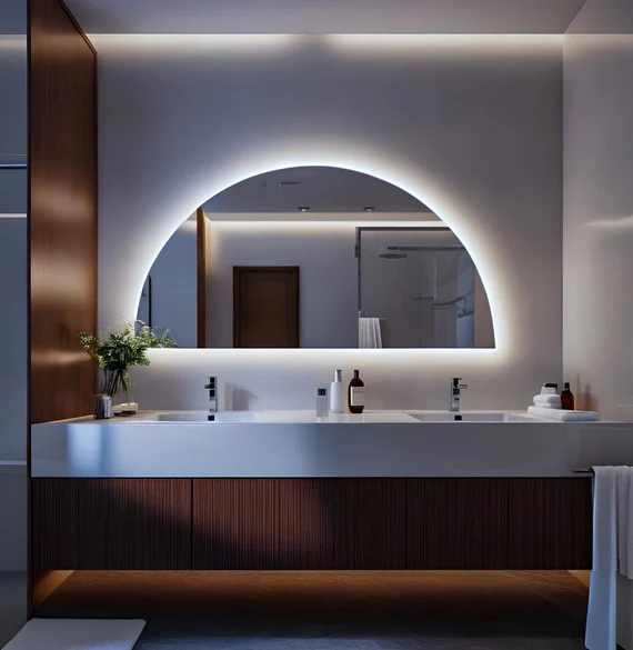 Espejo semicircular con LED - Madrid